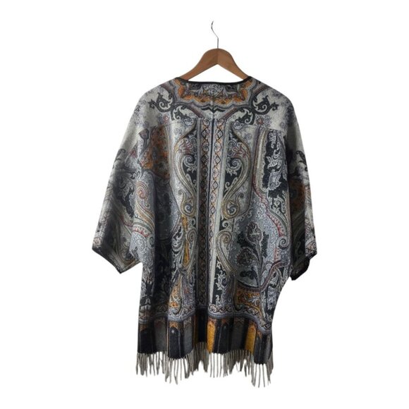 J. McLaughlin Gia Reversible Open Front Wool Poncho M/L - Picture 2 of 8